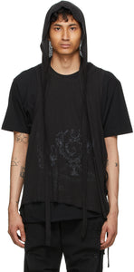 Hyein Seo Black Double Layer Hood T-Shirt - Hyein SEO T-shirt noir double couche noire - HyeIn SEO 블랙 더블 레이어 후드 T 셔츠