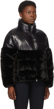 Moncler Black Down Faux-Fur Logo-Dec Jacket