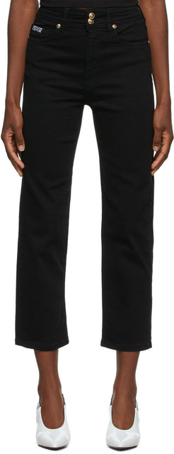 Versace Jeans Couture Black Embroidered Logo Jeans