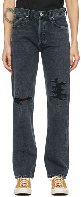 Citizens of Humanity Black Emery High-Rise Relaxed Jeans - Citoyens de l'humanité Jeans détendus d'émeri noir - 인류의 시민 검은 색 에머리 고층 완화 청바지