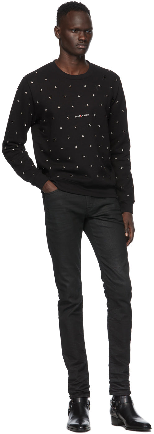 Saint Laurent Black Eyelet Sweatshirt