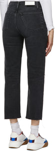 Re/Done Black Faded 70s Stove Pipe Jeans