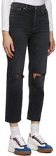 Re/Done Black Faded 70s Stove Pipe Jeans