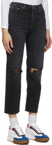 Re/Done Black Faded 70s Stove Pipe Jeans