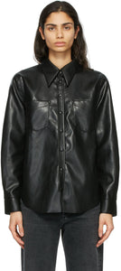 AGOLDE Black Faux-Leather Paloma Shirt - T-shirt Paloma en similicuir noir Agolde - agolde 검은 가짜 가죽 팔로마 셔츠