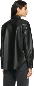 AGOLDE Black Faux-Leather Paloma Shirt