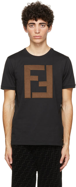 Fendi Black 'FF' Patch T-Shirt - T-shirt Patch Fendi Black 'FF' - 펜디 블랙 'FF'패치 티셔츠