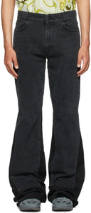 Raf Simons Black Flared Workwear Jeans - RAF Simons jeans de vêtements de travail évasés noirs - Raf Simons Black Flared Workwear 청바지