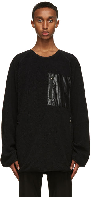 TAKAHIROMIYASHITA TheSoloist. Black Fleece Medical Sweatshirt - Takahiromiyashita thesolois. Sweat-shirt médical en polaire noir - Thesoloist 타카 하이로미 야시타. 블랙 양털 의료 셔츠