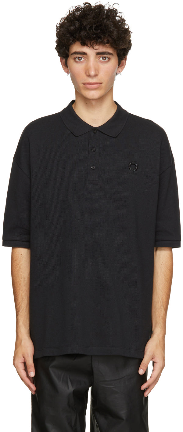 Raf Simons Black Fred Perry Edition Oversized Printed Polo 