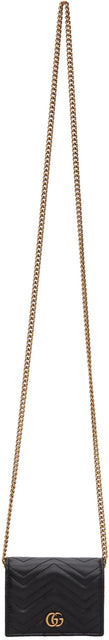 Gucci Black GG Marmont 2.0 Chain Wallet Bag - Gucci Black GG Marmont 2.0 Portefeuille à chaîne - 구찌 블랙 GG Marmont 2.0 체인 지갑 백