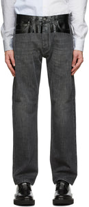 Givenchy Black Glossy Tape Denim Jeans - Jean Denim ruban brillant noir Givenchy - GIVENCHY 검은 광택 테이프 데님 청바지