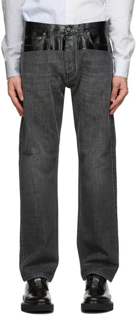 Givenchy Black Glossy Tape Denim Jeans - Jean Denim ruban brillant noir Givenchy - GIVENCHY 검은 광택 테이프 데님 청바지