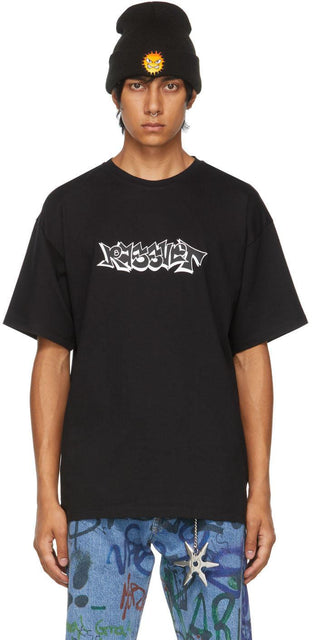 Rassvet Black Graffiti Logo T-Shirt - Rassvet Black Graffiti Logo T-shirt - Rassvet 블랙 낙서 로고 티셔츠
