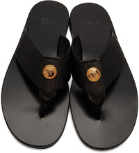 Versace Black Greca Flip Flop Sandals
