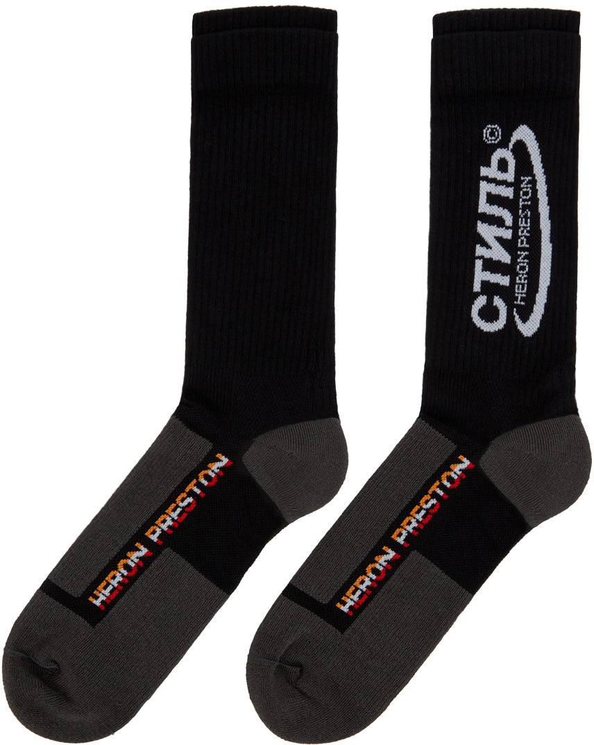 Heron Preston Black Halo Double Cuff Long Socks