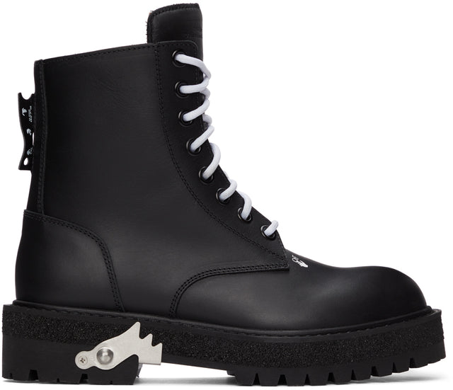 Off-White Black Hike Logo Boots - Bottes de logo de randonnée noire hors blanc - 화이트 블랙 하이킹 로고 부츠