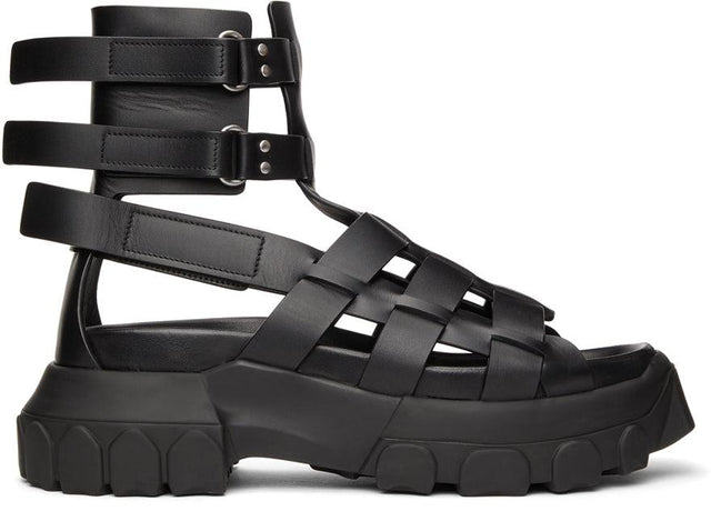 Rick Owens Black Hiking Tractor Sandals - Rick Owens Sandales de tracteur de randonnée noire - 릭 오웬스 블랙 하이킹 트랙터 샌들