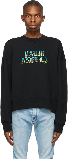 Palm Angels Black Hue Gothic Logo Sweatshirt - Sweat-shirt de logo gothique de paume de palmels - 팜 천사 검은 색조 고딕 로고 스웨터