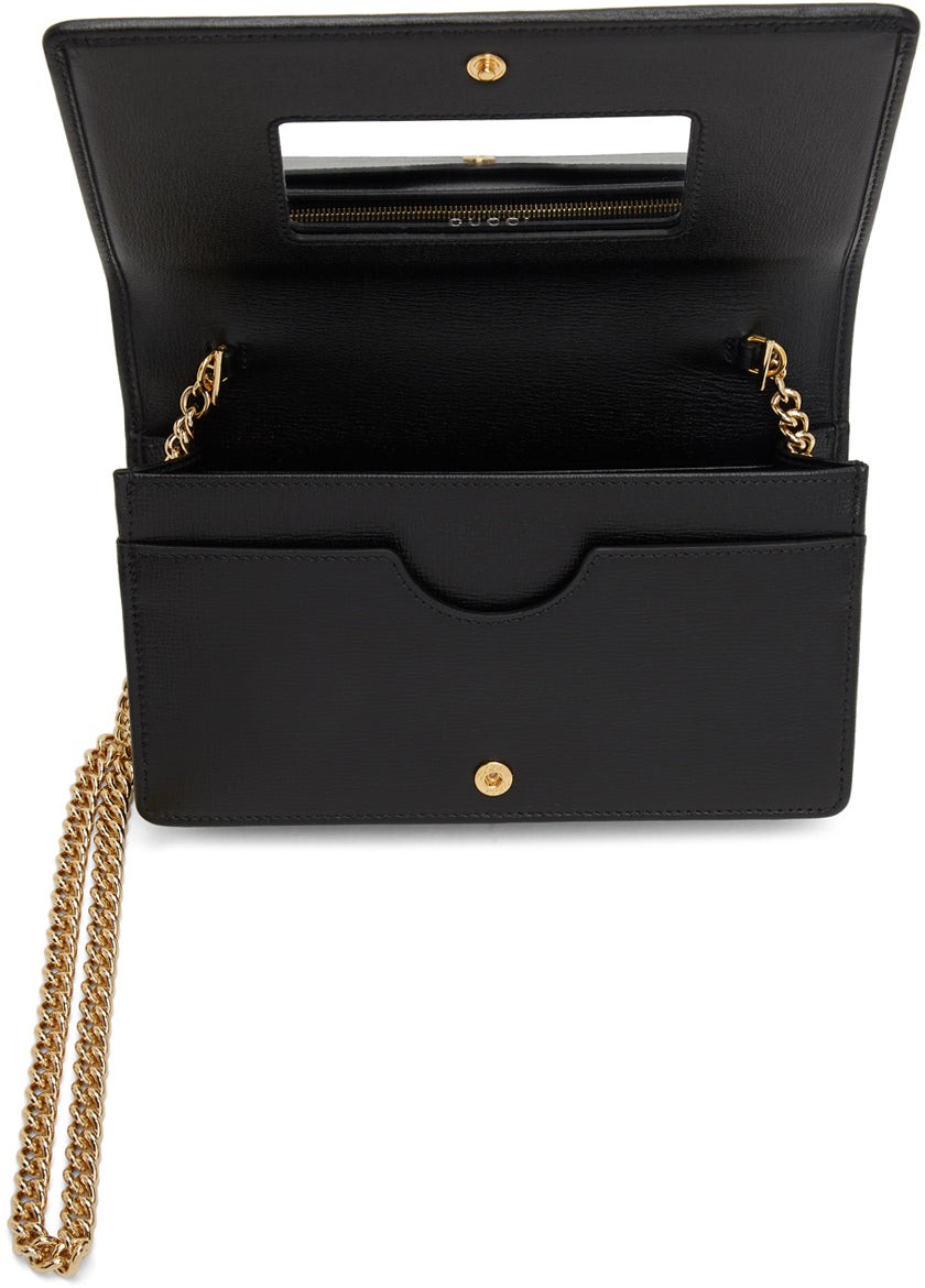 Gucci Black Interlocking G Wallet Bag - Sac à portefeuille GUCCI noir - 구찌 검은 연동 G 지갑 백