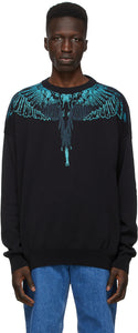 Marcelo Burlon County of Milan Black Jacquard Wings Sweater - Marcelo Burlon County of Milan Black Jacquard Wings Pull - Marcelo Burlon County of Milan Black Jacquard Wings 스웨터