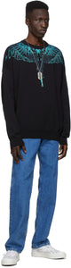 Marcelo Burlon County of Milan Black Jacquard Wings Sweater