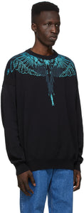 Marcelo Burlon County of Milan Black Jacquard Wings Sweater