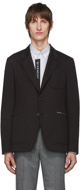 Givenchy Black Jersey Notched Lapel Blazer - Jersey Noir Givenchy Black Blazer revers - Givenchy Black Jersey 노치 Lackel Blazer