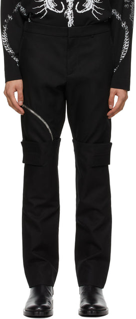 Givenchy Black Layered Effect Trousers - Pantalon d'effet en couches noires Givenchy - GIVENCHY 블랙 층 효과 바지