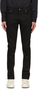 Nudie Jeans Black Lean Dean Dry Jeans - Jeans nue jeans noirs maigre jeans sèche - Nudie 청바지 블랙 마른 딘 마른 청바지