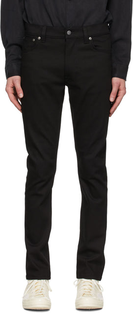 Nudie Jeans Black Lean Dean Dry Jeans - Jeans nue jeans noirs maigre jeans sèche - Nudie 청바지 블랙 마른 딘 마른 청바지