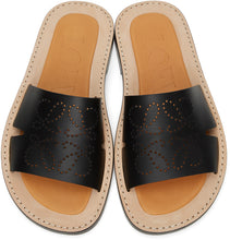 Loewe Black Leather Anagram Mules