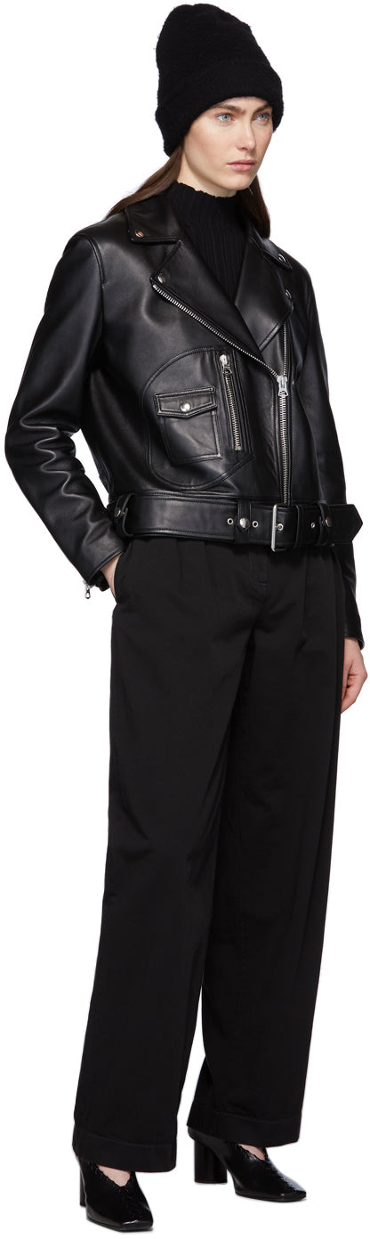 Acne Studios Black Leather Biker Jacket - Veste motard en cuir noir Studios acné - 여드름 스튜디오 블랙 가죽 바이커 재킷
