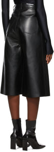 Balenciaga Black Leather Cropped Pants