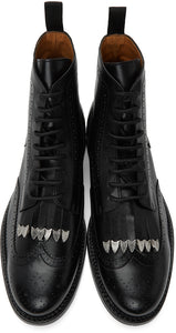 Toga Virilis Black Leather Fringed Boots