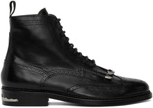 Toga Virilis Black Leather Fringed Boots - Bottes frangées en cuir noir Virilis Toga - Toga Virilis 블랙 가죽 Fringed 부츠