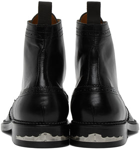 Toga Virilis Black Leather Fringed Boots