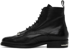 Toga Virilis Black Leather Fringed Boots