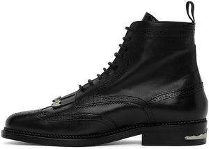 Toga Virilis Black Leather Fringed Boots