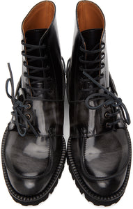 Maison Margiela Black Leather Lace-Up Boots