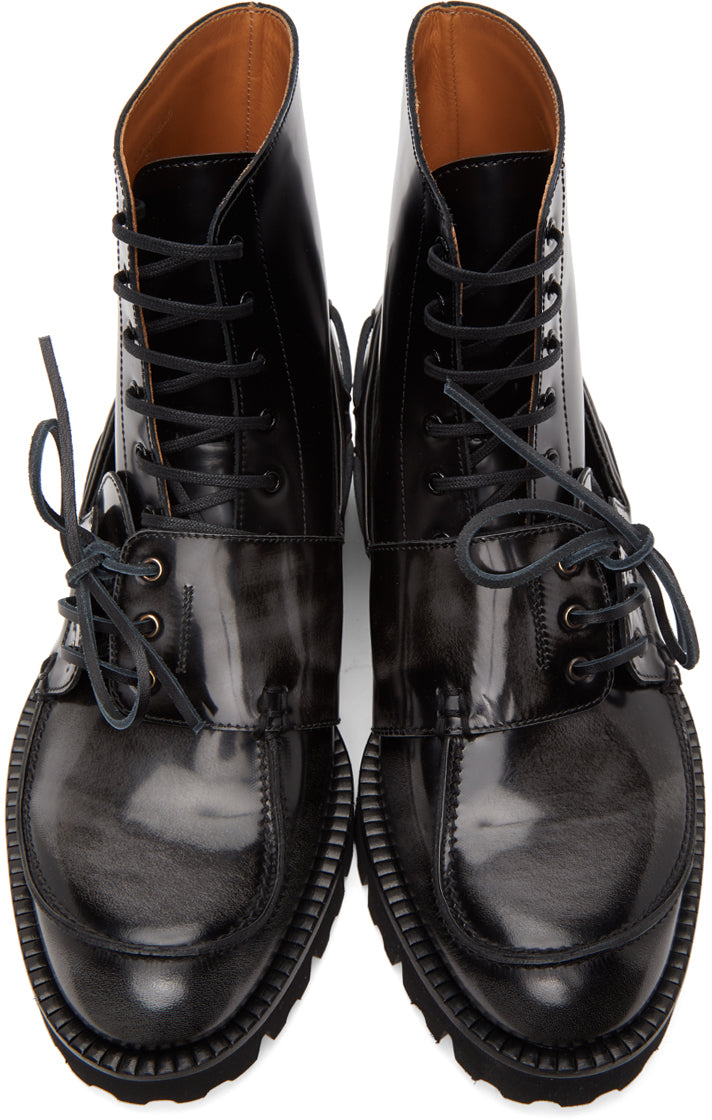 Maison Margiela Black Leather Lace-Up Boots