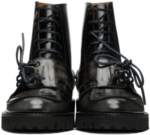 Maison Margiela Black Leather Lace-Up Boots