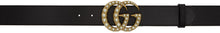 Gucci Black Leather Pearl GG Belt