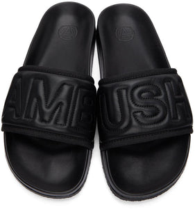 AMBUSH Black Leather Quilted Slides