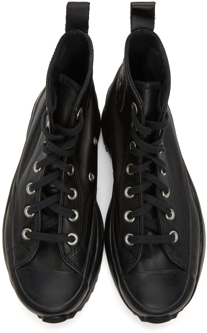 Converse Black Leather Run Star Hike High-Top Sneakers - Baskets High-Top Haut-Top Run Star Run Star Converse Black Cuir - 대화 블랙 가죽 런 스타 하이킹 하이 탑 스니커즈