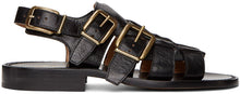 Dries Van Noten Black Leather Sandals - Sèche Van Noten Sandales en cuir noir - 밴, 검은 가죽 샌들을 마시 러