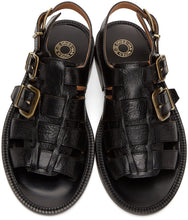 Dries Van Noten Black Leather Sandals