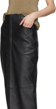 Saint Laurent Black Leather Snap Slit Skirt