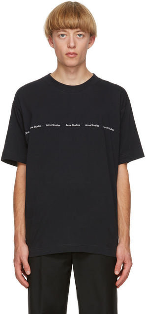 Acne Studios Black Logo Print T-Shirt - T-shirt imprimé logo noir Studios acné - 여드름 스튜디오 블랙 로고 인쇄 티셔츠