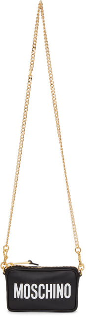 Moschino Black Logo Shoulder Bag - Sac à bandoulière à logo noir Moschino - 모스키노 블랙 로고 숄더 백